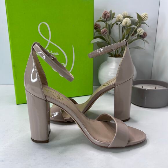 Sam Edelman Yaro Ankle Strap Block Heel Sandal Buckle Chai Latte Women 9.5 Wide - Picture 7 of 11